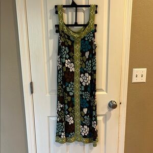 Banana Republic Floral Patterned Sleeveless Dress - Green, Blue, Brown